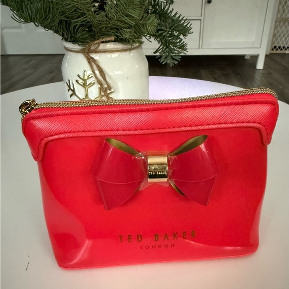 Ted Baker Handbags - Ted Baker Vibrant Pink Cosmetic Bag with Bow Accent